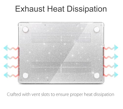 UESWILL for MacBook Pro 14 inch Case M5 M4 M3 M2 M1 A3427 A3426 A3434 A3401 A3185 A3112 A2992 A2918 A2779 A2442 (2021-2026), Glossy Sparkling Hard Shell Cover + Microfiber Cloth, Glitter Clear - color: Glitter Clear, size: MacBook Pro 14" (M1 M2 M3 M4 M5)