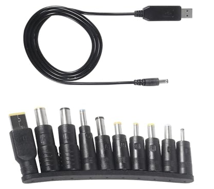 10pcs DC Connectors Plug Kit 5.5 x 2.1mm Connectors Kit Universal Laptop Input DC Plug Set Power Adapter Tips with Converter Cable 5V to DC 12V