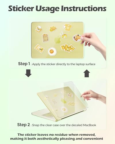 ProCase Clear Case for MacBook Neo 13 Inch 2026 Model A3404, Ultra-Thin Hard Shell Protective Laptop Cover with Keyboard Cover & 50 PCS Yellow Stickers - color: Clear Case + Yellow Stickers