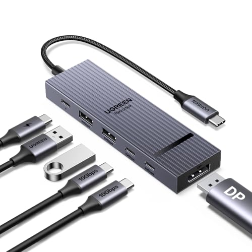 UGREEN Revodok Pro 6 in 1 USB-C Hub to DisplayPort 4K 60Hz, 100W PD | 10Gbps USB-A and USB-C 3.2 for MacBook Neo/Pro/Air, iPad Pro, Thinkpad, Rog Ally and More.