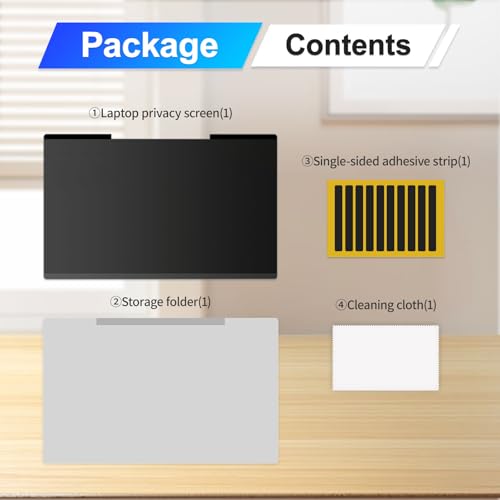 Magnetic Laptop Privacy Screen 15.6 Inch 16:9 Display, Removable Computer Screen Privacy Shield, Anti-Glare Blue Light Protector Compatible with Dell Hp Lenovo Acer Asus Samsung