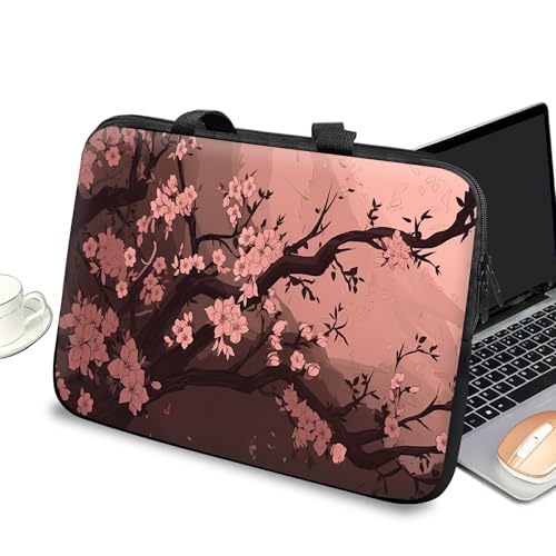 Universal Laptop Case Sleeve 10 inch with Handle and Zipper, Kids Tablet Carrying Case Messenger Bag Portable Tote Bag for 7-10 inch iPad/Notebook/eBook/Readers, Cherry Blossom Tree - color: Cherry Blossom Tree, size: 10 inch