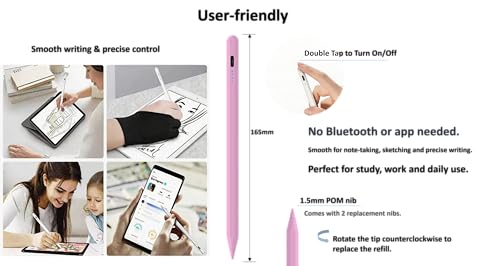 Stylus Pen for Samsung Galaxy Tab A11/A11+/A9/A9+/A8/A7 Lite, Magnetic Capacitive Pen with Fast Charging & 8H Long Battery, Universal for iPad iPhone Android Touch Screens,Pink+Blue - color: Pink+Blue