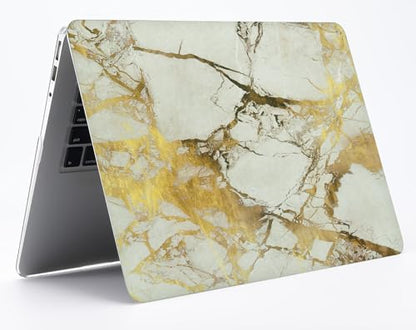UESWILL Marble Pattern Smooth Hard Shell Case Cover Compatible with MacBook Air 11 inch (A1465/ A1370) + Microfibre Cleaning Cloth, (White/Gold) - color: Pattern-marble White/Gold, size: MacBook Air 11"