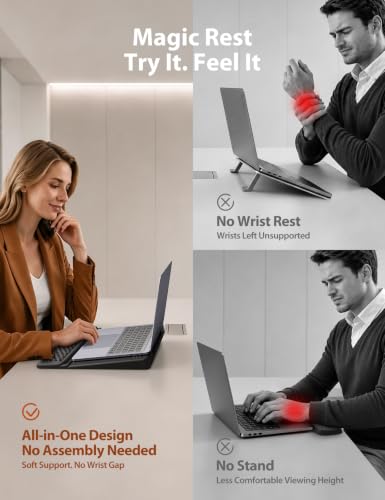 Vaydeer Wrist Rest with Laptop Stand, Ergonomic Laptop Wrist Support for Keyboard, Soft Memory Foam Wrist Pad for Desk, Carpal Tunnel Pain Relief for Typing Home Office