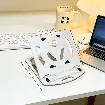 Portable Laptop Stand for Desk, Office, Travel, Home | Ergonomic & Foldable, 7 Adjustable Angles, 360° Rotating, Cooling Vent Design, Lightweight