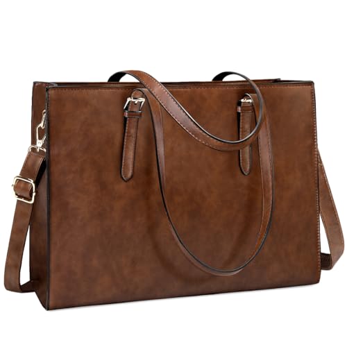 Laptop Bag for Women Waterproof Lightweight Leather 15.6 Inch Computer Tote Bag Business Office Briefcase Large Capacity Handbag Shoulder Bag Professional Office Work Bag | Waterproof Lightweight Leather Large Capacity Work Bag Business Office Briefcase D