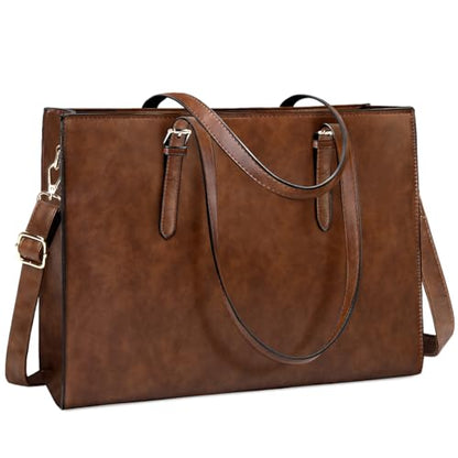 Laptop Bag for Women Waterproof Lightweight Leather 15.6 Inch Computer Tote Bag Business Office Briefcase Large Capacity Handbag Shoulder Bag Professional Office Work Bag | Waterproof Lightweight Leather Large Capacity Work Bag Business Office Briefcase D