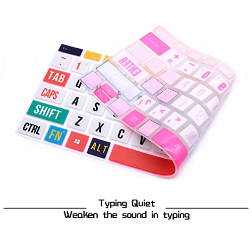 HRH English Silicone Keyboard Cover Skin for Microsoft Surface Pro | With Surface Pro 4, Pro 5 2017, Pro 6 2018, Pro 7 2019,12.3-inch Surface Pro 6,Dustproof,Soft-Touch,Ultra Thin,Rainbow Font - color: Creative Rainbow font