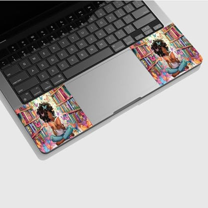 Universal Laptop Skin Sticker with 2 Wrist Pad Skins, Waterproof Scratch Resistant Vinyl Laptop Cover Decal, Cut to Fit for 11–15.6 Inch MacBook HP Dell Lenovo, Library Girl - color: Library Girl