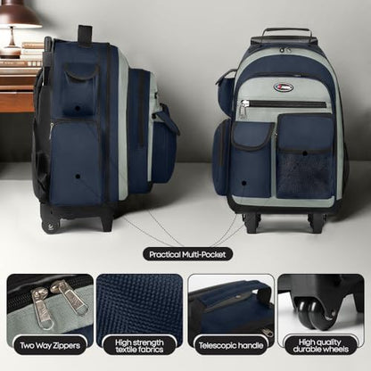 20" 2-in-1,Wheeled Travel Luggage Bag w/Telescopic Handle | Rolling Travel Luggage w/2 Wheels,Trolley Suitcase,Spacious Storage Design,2560-20''-Blue - color: JH-2560-Blue-20