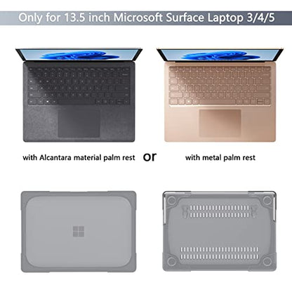 Batianda Durable Stand Case for Microsoft Surface Laptop 13.5 Inch, Grey | Fits Surface Laptop 3/4/5 13.5" with Alcantara Palm Rest, Heavy Duty Ergonomic Foldable Stand, TPU Bumper, Matte Hard Shell - color: Gray, size: with Alcantara material Palm Rest