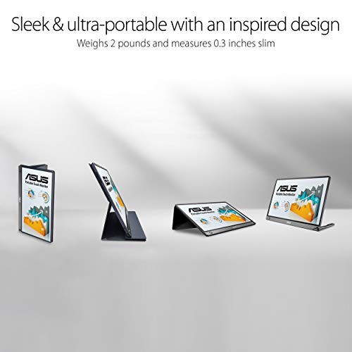 ASUS ZenScreen Touch Screen 15.6” 1080P Portable USB (MB16AMT) - Full HD (1920 x 1080), IPS, Anti-Glare, Built-in Battery, Speakers, Eye Care, USB Type-C, Micro HDMI, Smart Case, 3-Year Warranty - style: 16" IPS USB-C Battery Touch Screen Speakers