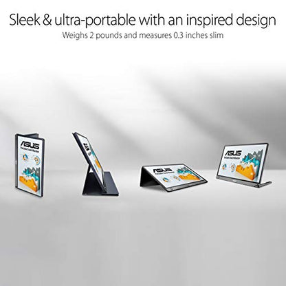 ASUS ZenScreen Touch Screen 15.6” 1080P Portable USB (MB16AMT) - Full HD (1920 x 1080), IPS, Anti-Glare, Built-in Battery, Speakers, Eye Care, USB Type-C, Micro HDMI, Smart Case, 3-Year Warranty - style: 16" IPS USB-C Battery Touch Screen Speakers