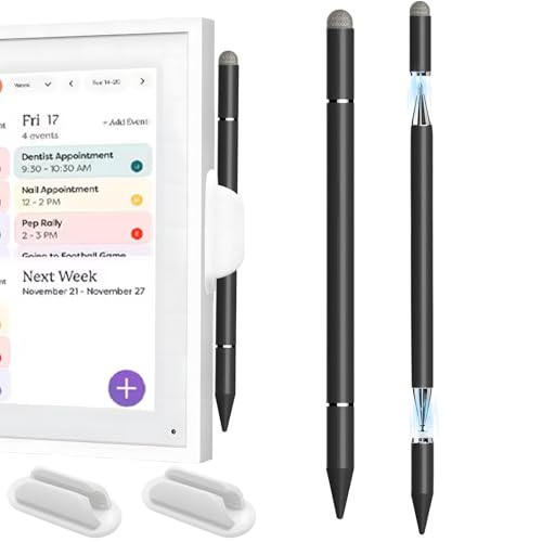 Stylus Pen for Echo Show 15/21 Inch with Holder Mount, 3 in 1 Magnetic Capacitive Stylus with Fiber Mesh Tip and Disc Tip, Compatible with All Capacitive Touchscreens - color: Black