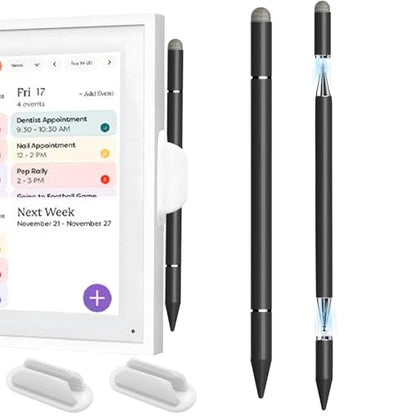 Stylus Pen for Echo Show 15/21 Inch with Holder Mount, 3 in 1 Magnetic Capacitive Stylus with Fiber Mesh Tip and Disc Tip, Compatible with All Capacitive Touchscreens - color: Black