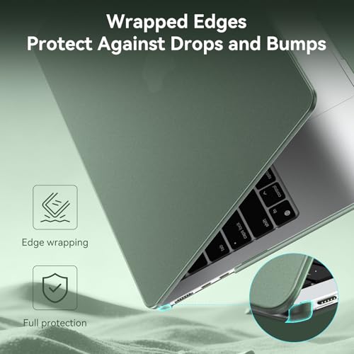 BlueSwan for MacBook Air 13 inch Case, M5 M4 M3 M2 2026-2022 Laptop Cover | 100% Match Official Color, Matte Grippy Texture, Scratch Resistant, Easy to Snap on, Air 13.6 Protective Hard Shell - color: Midnight Green