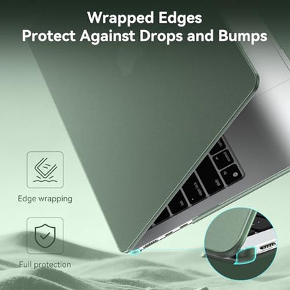BlueSwan for MacBook Air 13 inch Case, M5 M4 M3 M2 2026-2022 Laptop Cover | 100% Match Official Color, Matte Grippy Texture, Scratch Resistant, Easy to Snap on, Air 13.6 Protective Hard Shell - color: Midnight Green