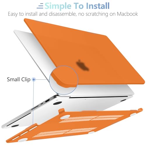 MEEgoodo for M5 MacBook Pro 16 inch Case 2026 2024 2023 2021 (Fit Model A3429/A3428/A3403/A3186/A2991/A2780/A2485) M5 M4 M3 M2 M1 Pro/Max, Laptop Case with Keyboard & Webcam Cover, Matte Orange - color: Matte Orange