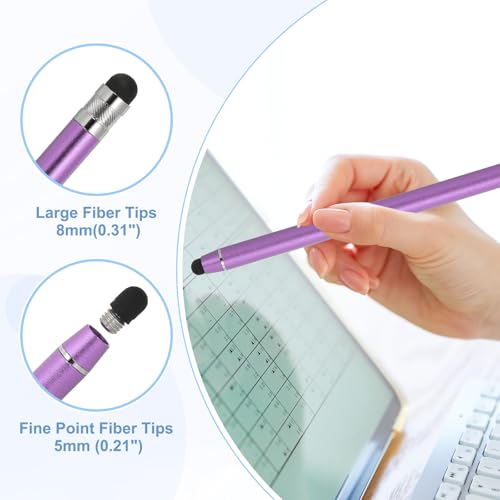 PATIKIL 5 Pcs Stylus Pens for Touch Screen, 2 in 1 High Sensitivity Universal Pen Capacitive Stylus for Phone Tablets Laptop Touch Screen Devices, Purple - color: Purple