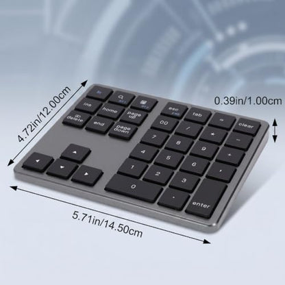 Wireless Number Pad, 35 Key Quiet Scissor Switch, Ultra Light Compact, Bluetooth 2.4G Dual Mode, Rechargeable, for Laptop PC Desktop (Black) - color: Black