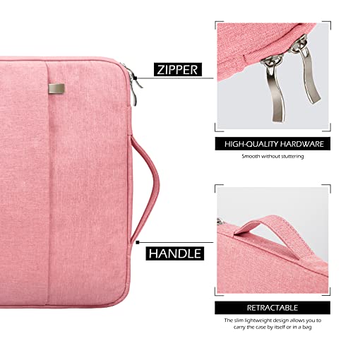 14 Inch Laptop Sleeve Case Water-Resistant Protecive Bag with Front Pocket Retractable Handle Notebook Carrying Case for 14 Inch Chromebook Notebook,Pink - color: Pink, size: 14"