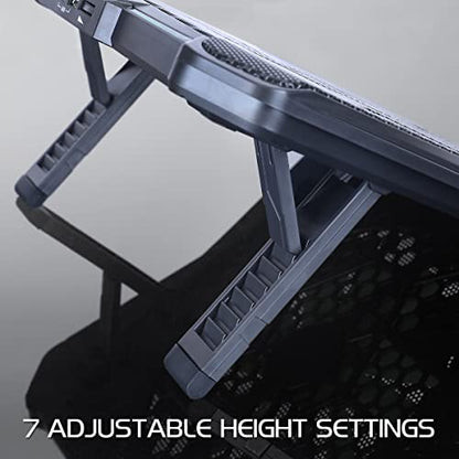 ENHANCE Cryogen 5 Gaming Laptop Cooling Pad Stand - Laptop Cooler with 7 Adjustable Height Settings & Dual USB Ports up to 17 inches - 1 Ultra Quiet High Performance LED Fan 800 RPM - Green - color: Green