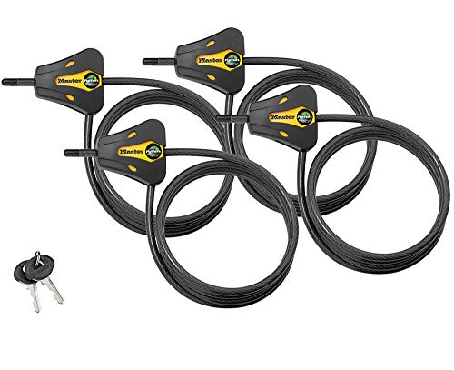 Master Lock - Keyed Alike Trail Camera Python Adjustable Cable Locks w/8 Keys, Model# 8419KA-4 - size: 4 Pack