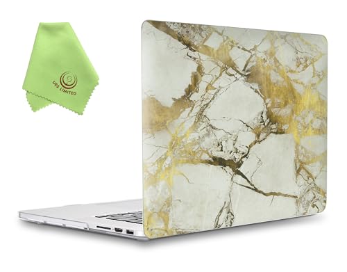 UESWILL Marble Pattern Smooth Hard Shell Case Compatible with MacBook Pro 13 inch with Retina Display No CD-ROM (Model A1502/A1425, Early 2015/2014/2013/Late 2012), (White/Gold) - color: Pattern: Marble White/Gold, size: MacBook Pro 13" Retina A1502/A1425