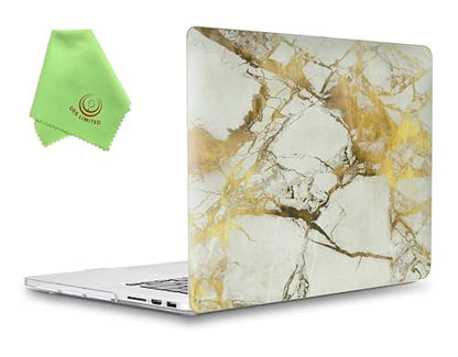 UESWILL Marble Pattern Smooth Hard Shell Case Compatible with MacBook Pro 13 inch with Retina Display No CD-ROM (Model A1502/A1425, Early 2015/2014/2013/Late 2012), (White/Gold) - color: Pattern: Marble White/Gold, size: MacBook Pro 13" Retina A1502/A1425
