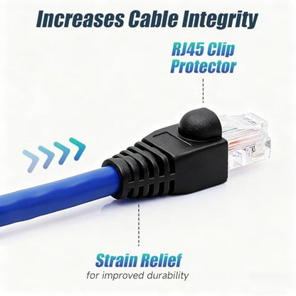 Soft Plastic Ethernet RJ45 Cable Connector Boots Cover Strain Relief Boots CAT5 CAT5E CAT6 CAT6E 100PCS (Black) - color: Black