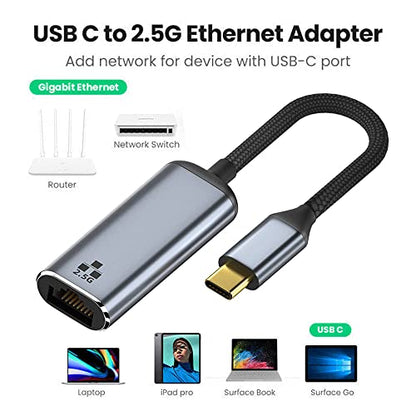 USB-C Type-C USB3.1 to 2500Mbps 2.5Gbps GBE Gigabit Ethernet Network LAN Cable Adapter for Laptop - style: USB-C to 2500Mbps