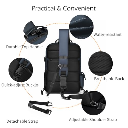 Crossbody Messenger Bag for Men: 13L Multi-pocket Satchel Sling Bags - color: Dark Blue