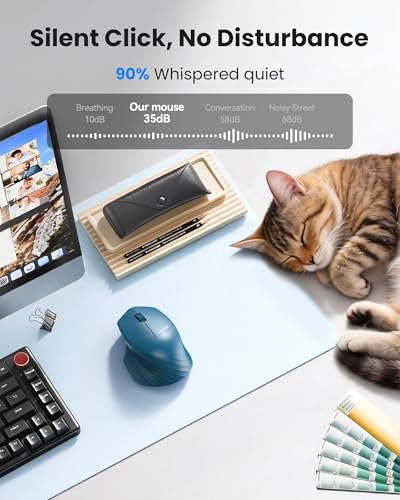 TECKNET Wireless Mouse, 2.4GHz Computer Mouse, 3 Adjustable DPI Silent Mouse with USB A Receiver, 3 Buttons, 24 Months Battery Life, Ergonomic Wireless Mouse for Laptop, PC, Mac, Desktop-Blue - color: Blue