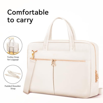 Ferkurn Laptop Bag Case Women Men Computer Bag Compatible with MacBook/HP/LG/Dell, Shoulder Strap Slim Carrying Messenger Briefcase, Beige, 14 Inch - color: Beige, size: 14 inch