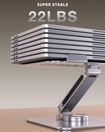 Laptop Stand for Desk, Aluminum Alloy Ergonomic Laptop Riser 360 Rotation Base, Portable Adjustable Laptop Stand for Office Home Fits MacBook Air Pro, Dell, HP (10"-17.3'') - Silver