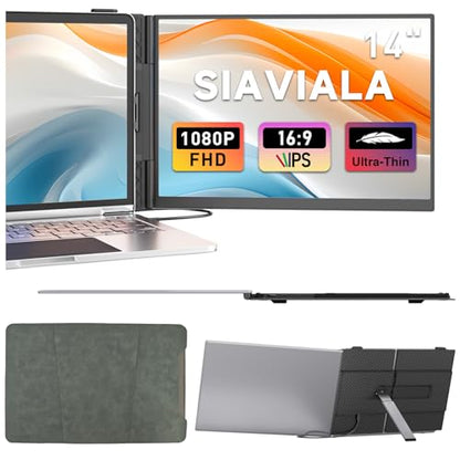 Laptop Screen Extender, 2025 Upgraded Ultra-Thin 14” FHD 1080P Portable Monitor, Lightweight Dual Laptop Monitor Extender for 13-17.3” Laptops, Plug n Play for Windows/Mac/Android
