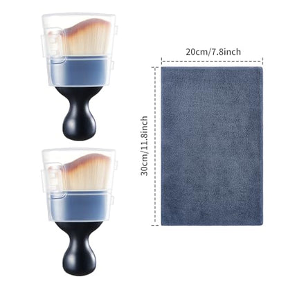 Car Interior and Exterior Soft bristles Detail dust Brush Interior dusting Brush Dashboard Cleaning Brush Home Office Computer Keyboard dusting Tools+ Double-Sided Suede Cleaning Towel - color: 2 Piece Brush + Towel
