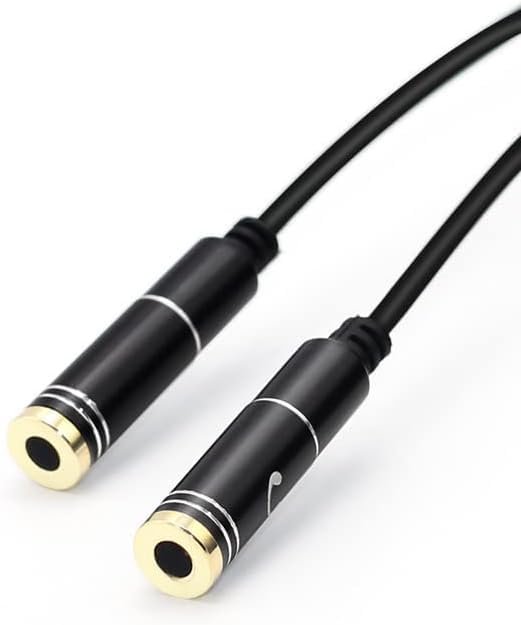 Audio Splitter Cable Y Adapter Micro Headset 3.5mm Male to 2 Female for Headphone Desktop and Laptop (Black)