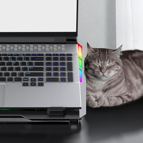 Artibetter Adjustable Laptop Cooling Stand Quiet Foldable Cooler with RGB Lighting with Five Levels Height Adjustment, Plastic and Iron Mesh Material, for Gaming and Office Use