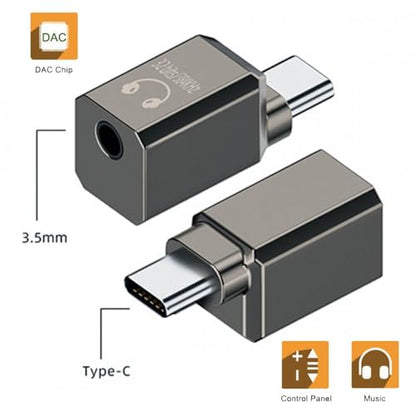 CY Audio Adapter Type C USB-C to DAC 3.5mm HiFi Audio AUX & MIC Sound Card 384kHz 32bit Adapter KT02H20 Compatible OMTP CTIA with Laptop Tablet Phone - style: USB-C to DAC 3.5mm 384kHz
