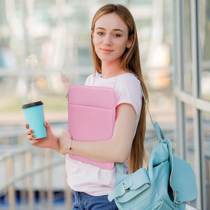 RAINYEAR 14 Inch Laptop Sleeve Case with Pocket & Accessories Pouch, Pink | Protective Soft Fluffy Lining Carrying Bag Compatible with 14 inch Notebook Computer Chromebook - color: Pink (Upgraded Version), size: 14"