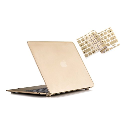 Compatible with MacBook 12 Inch A1534 - Slim Snap On Hard Shell Protective Cover and Keyboard Cover (Gold) - color: Gold