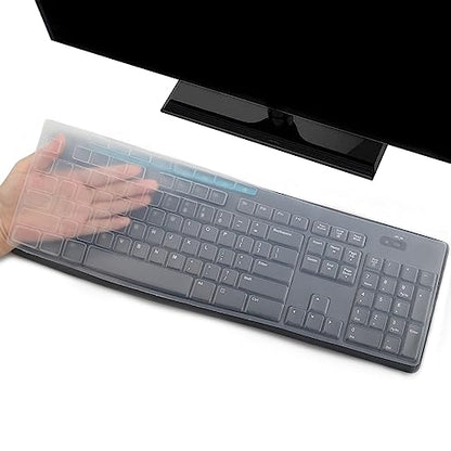 Keyboard Cover Skin for Logitech MK370 MK295 MK275 MK270 Wireless Keyboard, Logitech K200 K260 K270 K275 K295 MK200 MK260 Ultra Thin Desktop PC Silicone Keyboard Cover-Clear - color: Clear