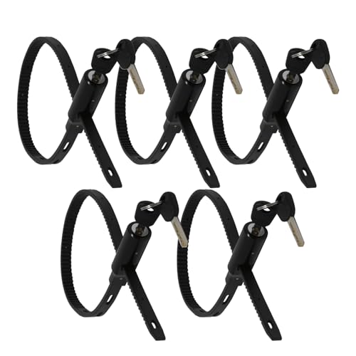Urban August Adjustable Zip Tie Lock for Refrigerator Door Cabinet Bike Stroller Helmet - Multi-Purpose Keyed French Door Lock - Stainless Steel Fridge Lock with Key (5 Pack Keyed Alike) - color: Black - 5 Pack Keyed Alike, size: Keyed Type
