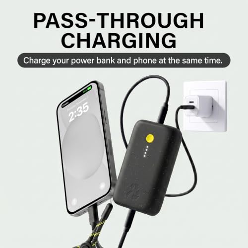 Nimble Champ Portable Charger, 10000mAh Power Bank, 20W Dual USB-C Charging | Compatible with iPhone, Samsung, Tablet, iPad, MacBook, Travel Essential Power Bank with 2ft USB C Cable Included - color: Midnight Black