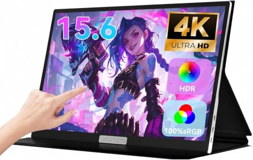 4K Portable Monitor, 15.6-inch, with Touchscreen, Ideal for Gaming | HDR Support | 100% sRGB | Lightweight Metal Portable Travel Monitor | Compatible with Laptops/PCs/Macs/PS5/PS4/Switch