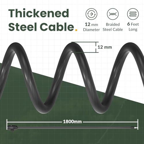 Titanker Bike Lock, 1/2 Inch Thick Bike Lock Cable Coiled Secure Bicycle Lock with Keys Scooter Lock Bike Locks Heavy Duty Anti Theft Bike Cable Lock with Mounting Bracket (4Feet, 6 Feet) - style: Matte Black-6Feet