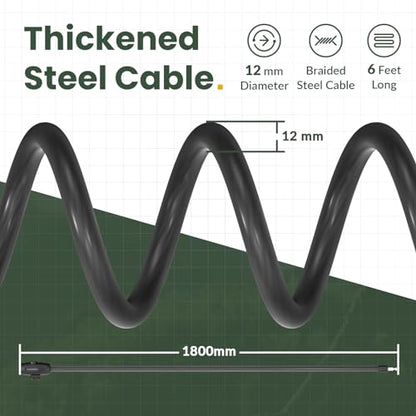Titanker Bike Lock, 1/2 Inch Thick Bike Lock Cable Coiled Secure Bicycle Lock with Keys Scooter Lock Bike Locks Heavy Duty Anti Theft Bike Cable Lock with Mounting Bracket (4Feet, 6 Feet) - style: Matte Black-6Feet