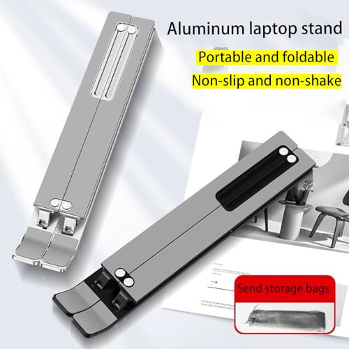 Laptop Stand for Desk, Adjustable Laptop Riser Aluminum Alloy+Silicone Foldable Portable Notebook Holder, Ventilated Cooling Notebook Mount Computer Stand for 10-15.6 inch Laptops